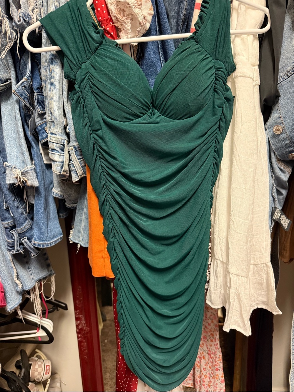 Windsor Emerald Green Ruched Mini Dress